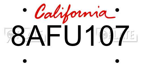 8AFU107 California License Plate