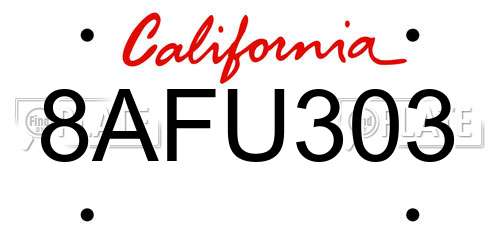 8AFU303 California License Plate