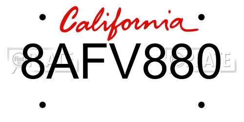 8AFV880 California License Plate