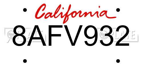8AFV932 California License Plate