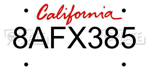 8AFX385 California License Plate