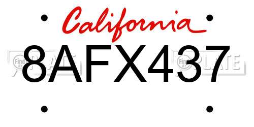 8AFX437 California License Plate