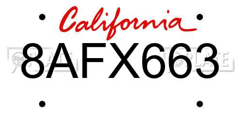 8AFX663 California License Plate
