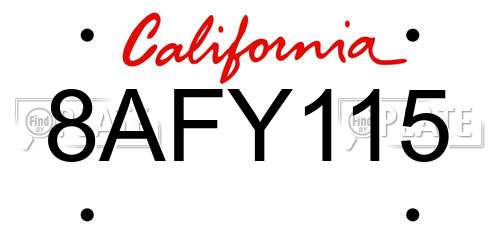 8AFY115 California License Plate
