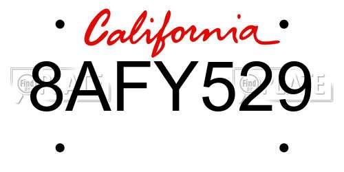 8AFY529 California License Plate