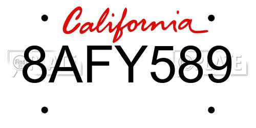 8AFY589 California License Plate