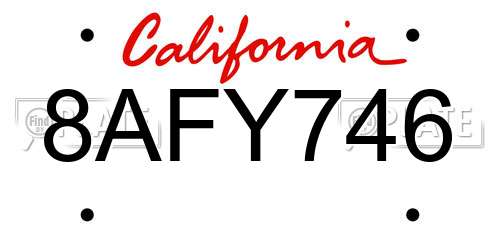 8AFY746 California License Plate