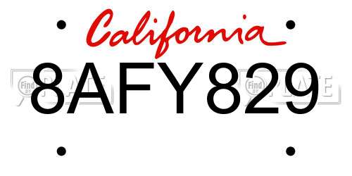8AFY829 California License Plate