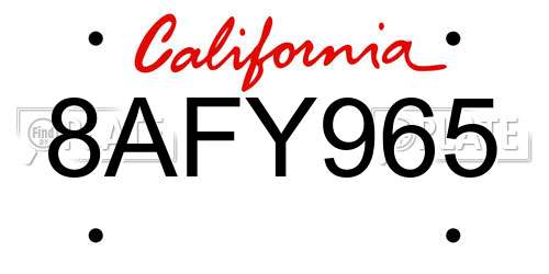 8AFY965 California License Plate