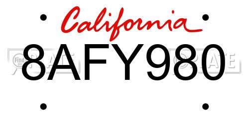 8AFY980 California License Plate