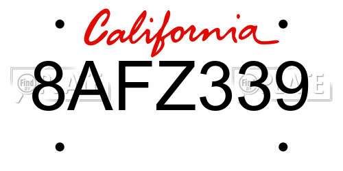 8AFZ339 California License Plate