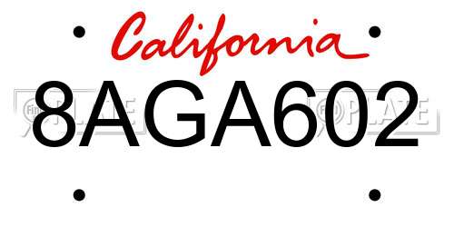 8AGA602 California License Plate
