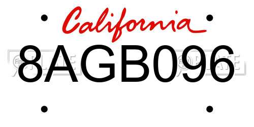 8AGB096 California License Plate