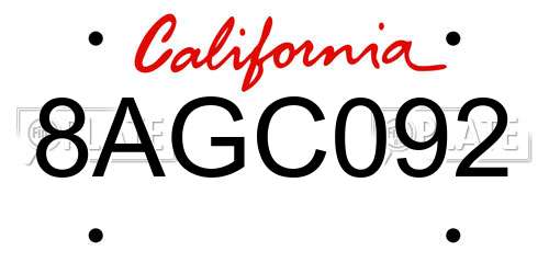 8AGC092 California License Plate