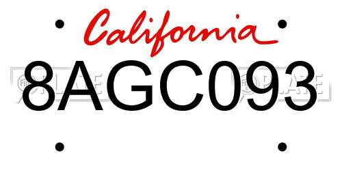 8AGC093 California License Plate