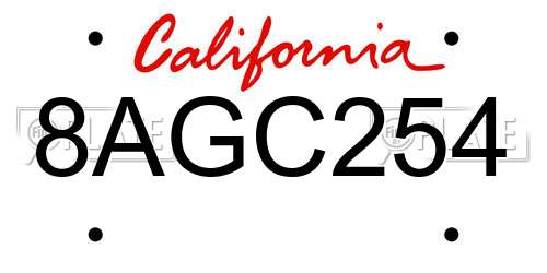 8AGC254 California License Plate
