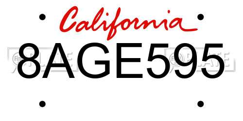 8AGE595 California License Plate