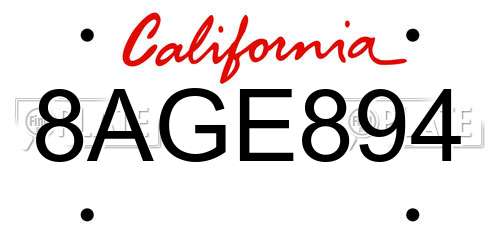 8AGE894 California License Plate