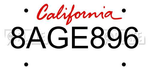 8AGE896 California License Plate