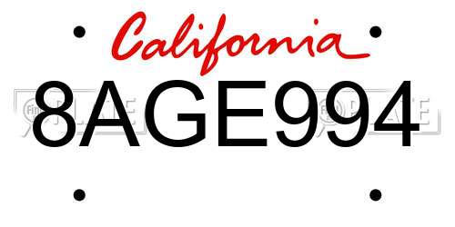 8AGE994 California License Plate