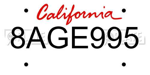 8AGE995 California License Plate