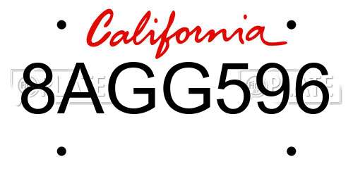 8AGG596 California License Plate