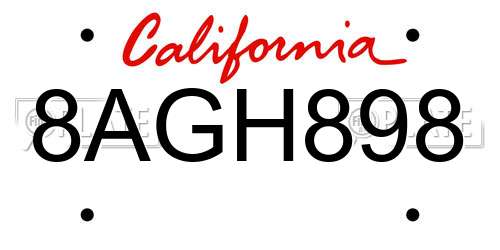 8AGH898 California License Plate