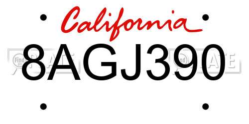 8AGJ390 California License Plate