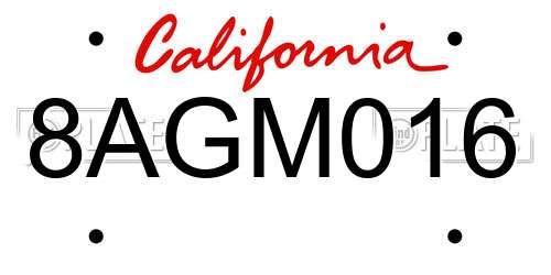 8AGM016 California License Plate