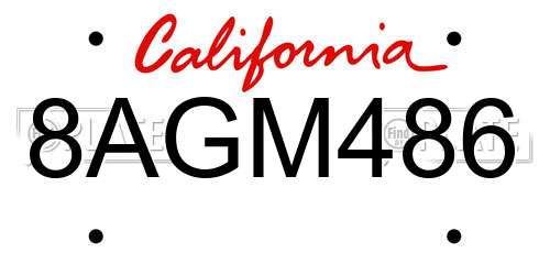 8AGM486 California License Plate