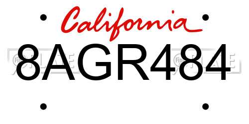 8AGR484 California License Plate