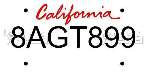 8AGT899 California License Plate