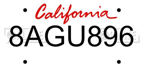 8AGU896 California License Plate