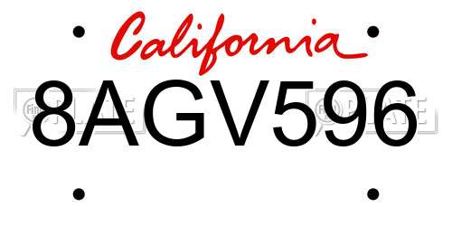 8AGV596 California License Plate