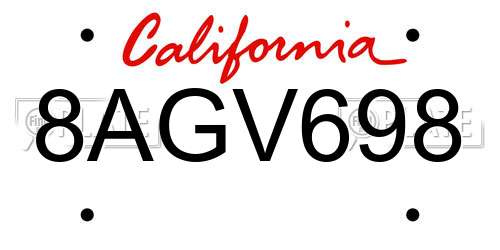 8AGV698 California License Plate