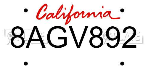 8AGV892 California License Plate