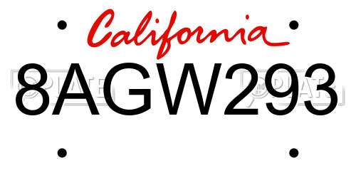 8AGW293 California License Plate