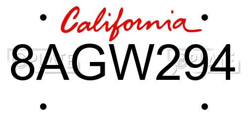 8AGW294 California License Plate