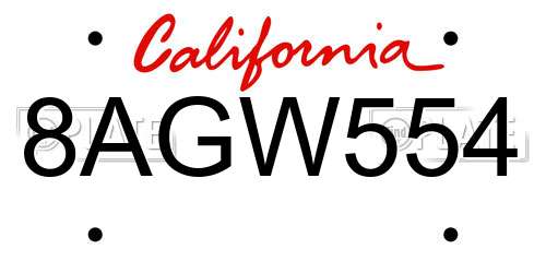 8AGW554 California License Plate