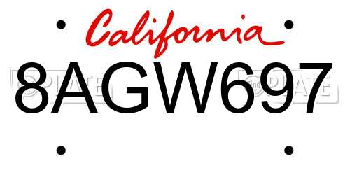 8AGW697 California License Plate