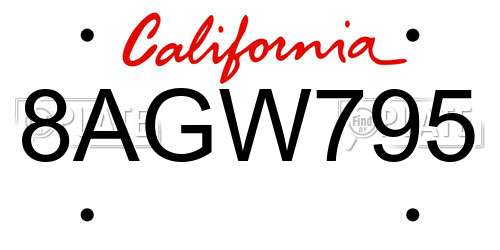 8AGW795 California License Plate