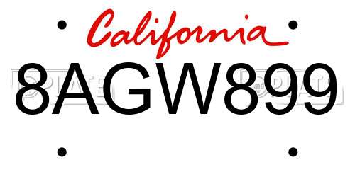 8AGW899 California License Plate