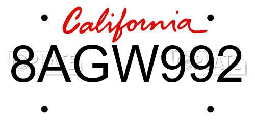 8AGW992 California License Plate