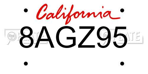 8AGZ95 California License Plate
