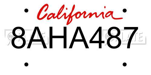 8AHA487 California License Plate