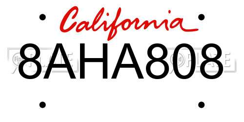 8AHA808 California License Plate