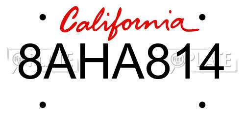 8AHA814 California License Plate