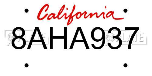 8AHA937 California License Plate