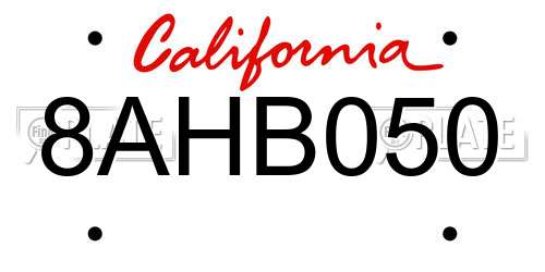 8AHB050 California License Plate