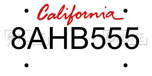 8AHB555 California License Plate
